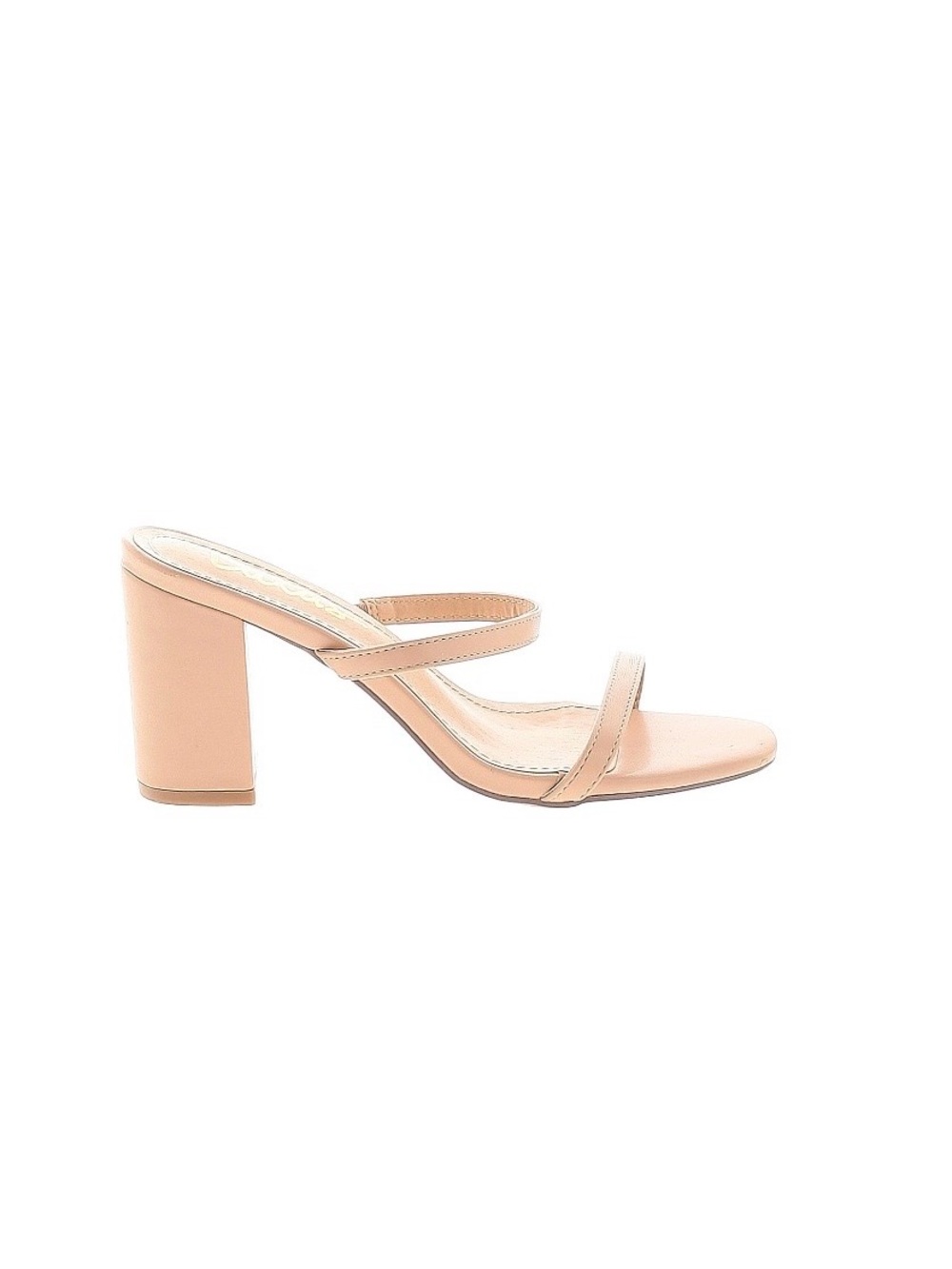 Lulu's Nude Double-Strap Block Heel Slide